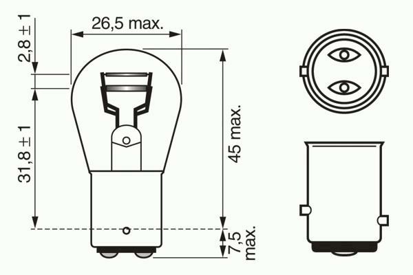 1 987 302 202, Лампа P21/5W Pure Light 12V 21/5W BAY15d (carton)