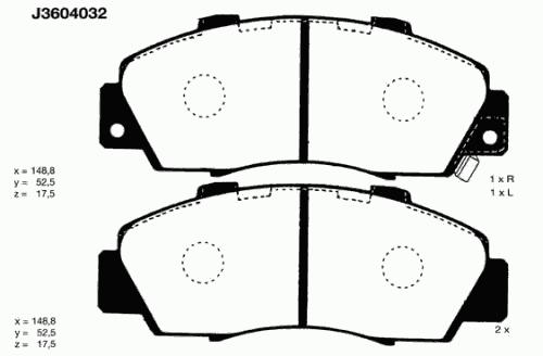 J3604032, Комплект тормозных колодок, дисковый тормоз HONDA,ROVER