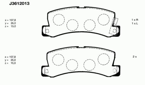 J3612013, Комплект тормозных колодок, TOYOTA,LEXUS (Rear)