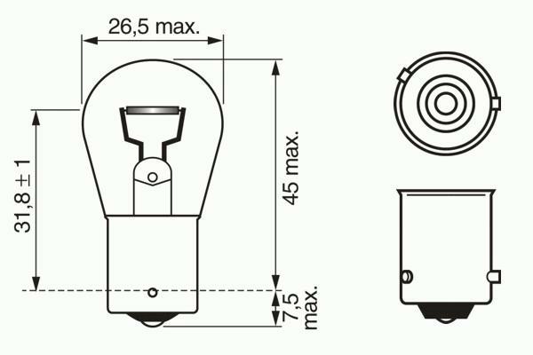 1 987 302 213, Лампа PY21W Pure Light 12V 21W BAU15s (carton)