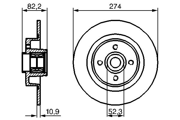 0 986 479 277, Тормозной диск c подшипником (d=274mm)