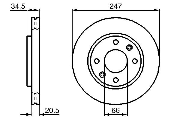 0 986 478 370, Тормозной диск PEUGEOT 106 / 206 / 306