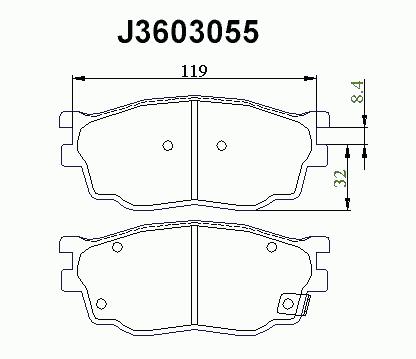 J3603055, Комплект тормозных колодок, дисковый тормоз MAZDA 6