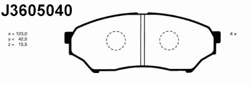 J3605040, Комплект тормозных колодок, Mitsubishi Pajero Pinin