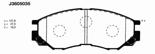 J3605035, Комплект тормозных колодок, дисковый тормоз MITSUBISHI