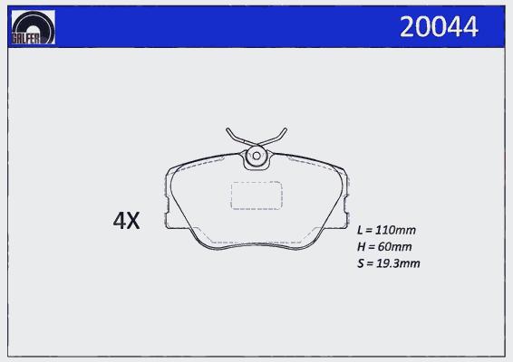 20044, Комплект тормозных колодок, дисковый тормоз