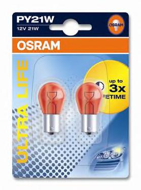 7507ULT-02B, Лампа PY21W 12V 21W  BAU15S  blist Ultra Life