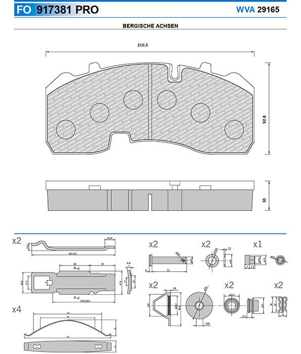 FO 917381PRO, Колодки тормозные WVA 29165  BPW