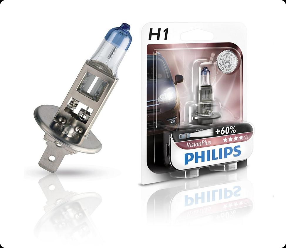 12258VPB1, Лампа H1 12V 55W P14,5S VISIONPLUS +60% Blister