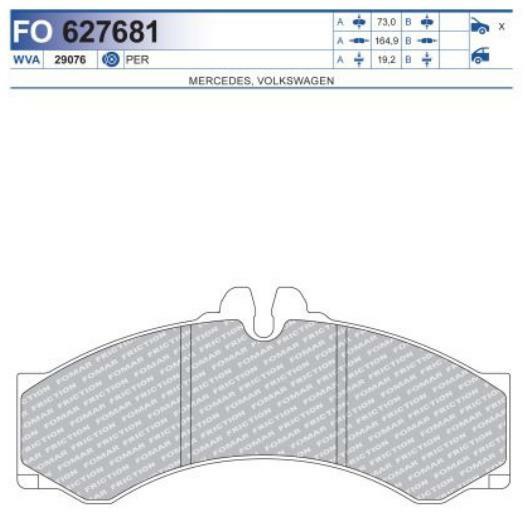 FO 627681, Колодки тормозные дисковые MB (SPRINTER-06),VW(LT)  (Front)