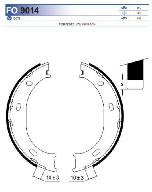FO 9014, Колодки тормозные барабанные MERCEDES-BENZ, VW (Rear)