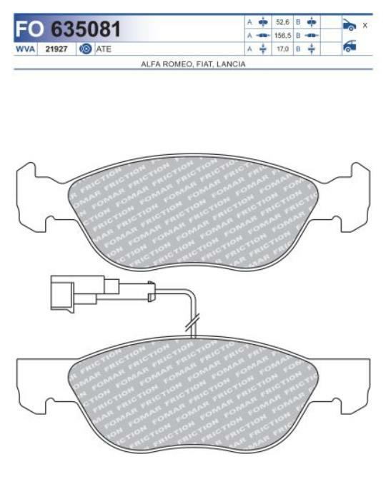 FO 635081, Колодки тормозные дисковые FIAT PUNTO (Front)