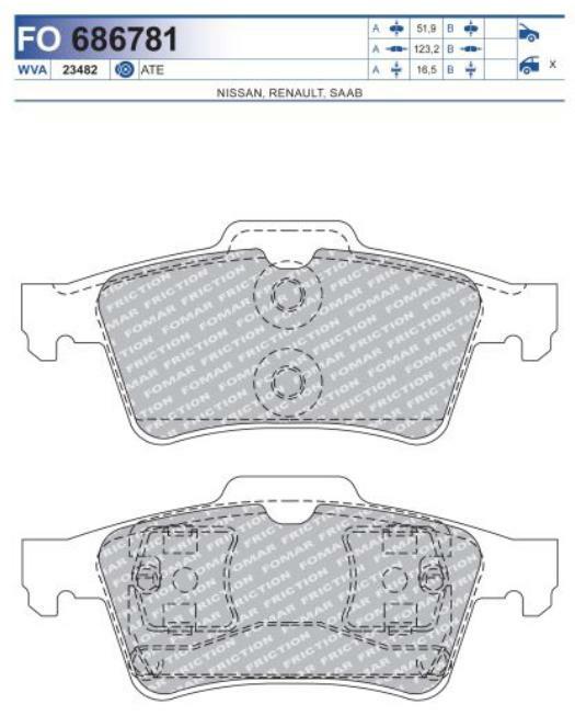 FO 686781, Колодки тормозные дисковые (Rear)