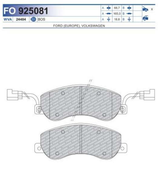 FO 925081, Колодки тормозные дисковые FORD(europe),VW  (Front)