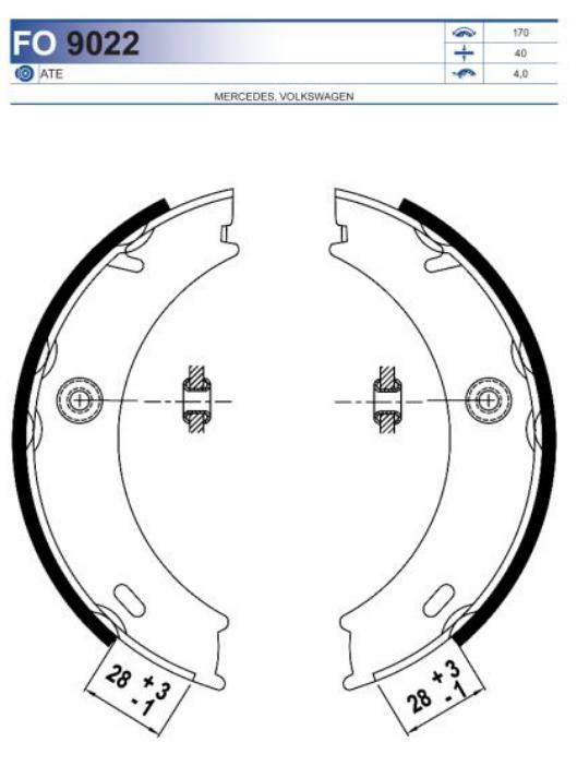 FO 9022, Колодки тормозные барабанные MERCEDES-BENZ,VW (Rear)