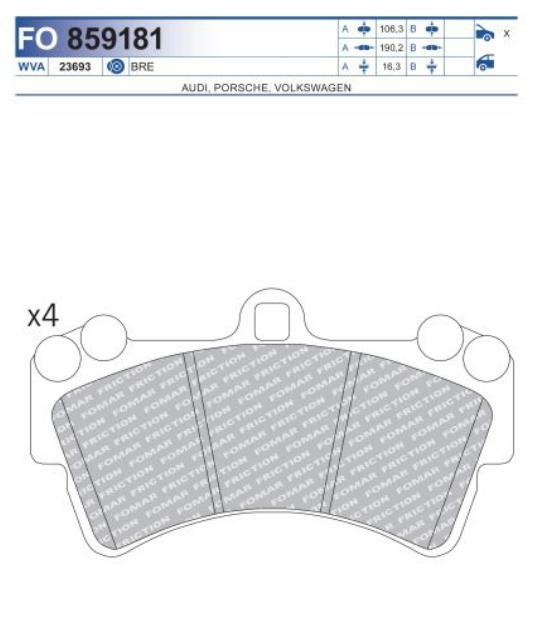FO 859181, Комплект тормозных колодок, AUDI,PORSCHE,VW (Front)