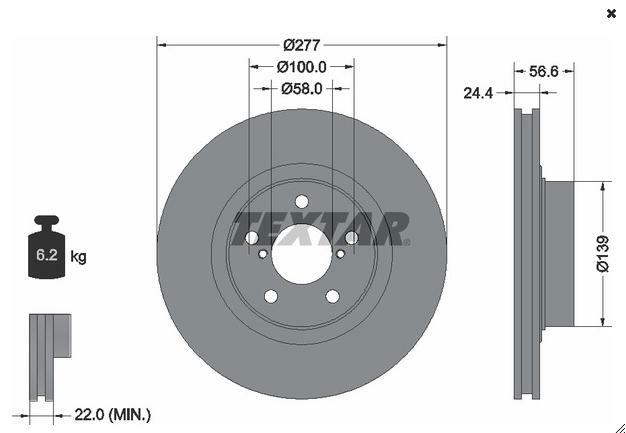 92094603, Тормозной диск SUBARU ->15 (Front) Vented 5-отв