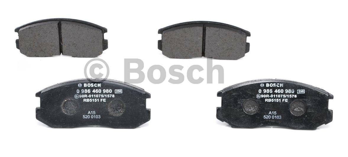 0 986 460 980, Комплект тормозных колодок DAIHATSU,MITSUBISHI (Front)