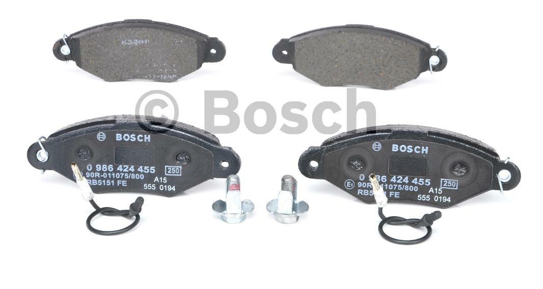 0 986 424 455, Комплект тормозных колодок, RENAULT KANGOO (Front)