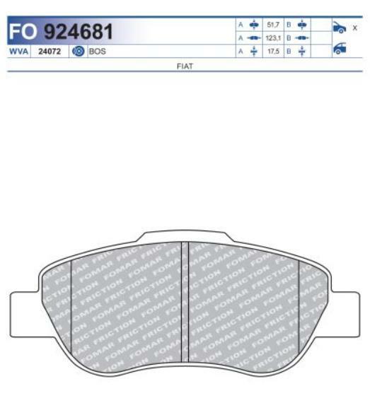FO 924681, Колодки тормозные дисковые Fiat (Front)