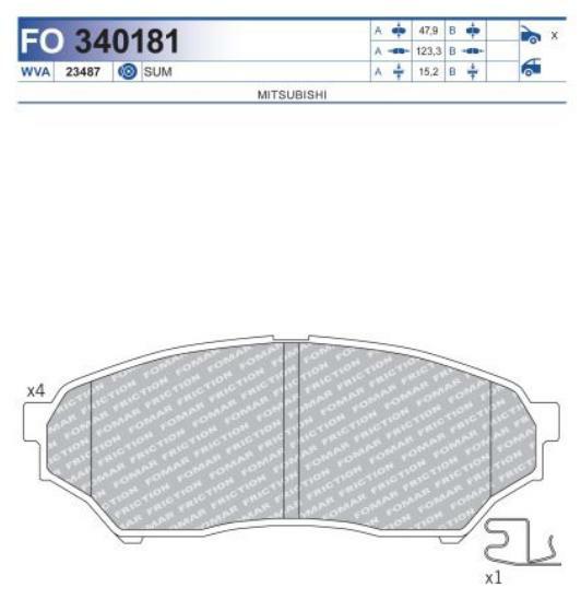 FO 340181, Комплект тормозных колодок, Mitsubishi Pajero Pinin (Front)