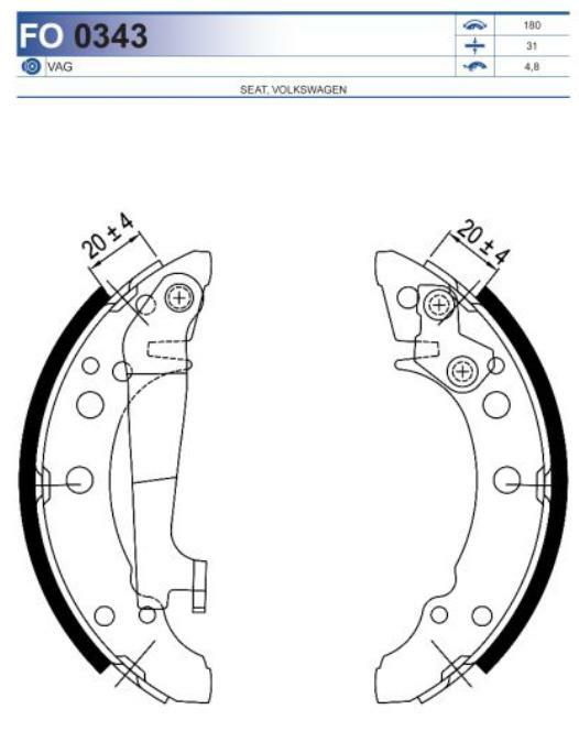 FO 0343, Колодки тормозные барабанные VAG (Rear)