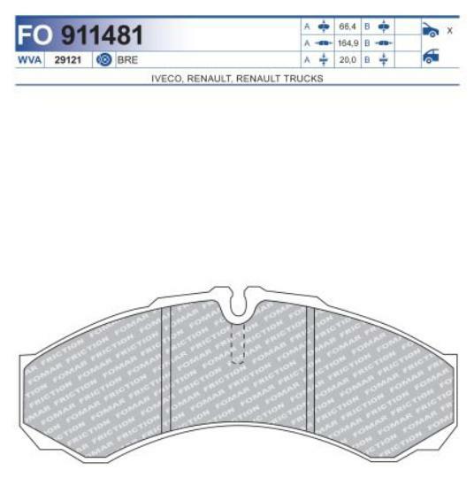 FO 911481, Колодки тормозные дисковые IVECO,RENAULT TRUCKS (Front)