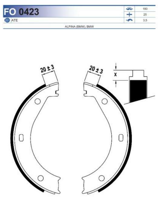 FO 0423, Колодки тормозные барабанные BMW (Rear)