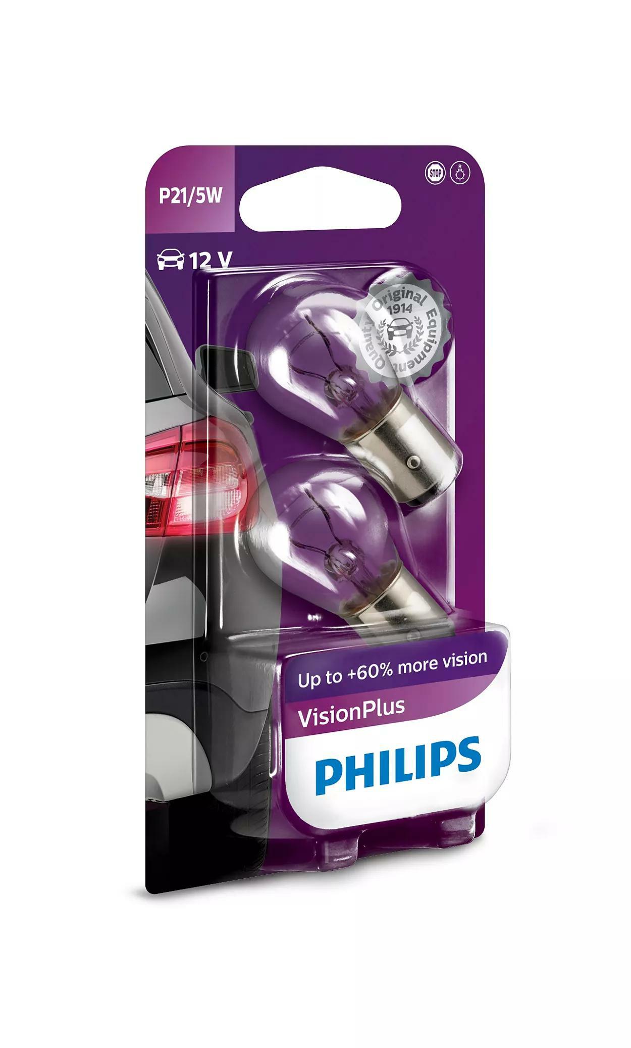 12499VPB2, Лампа P21/5W 12V 21/5W BAY15D VISIONPLUS Blister  (set - 2шт.)