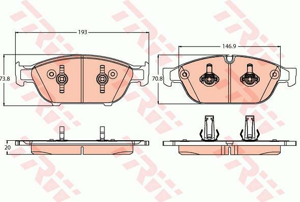 GDB2113, Комплект тормозных колодок, AUDI A6/A7 (Front) 20mm