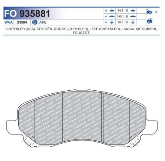 FO 935881, Колодки тормозные дисковые (Front)
