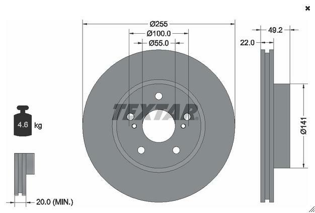 92179503, Тормозной диск TOYOTA PRIUS II ->09 (Front) Vented