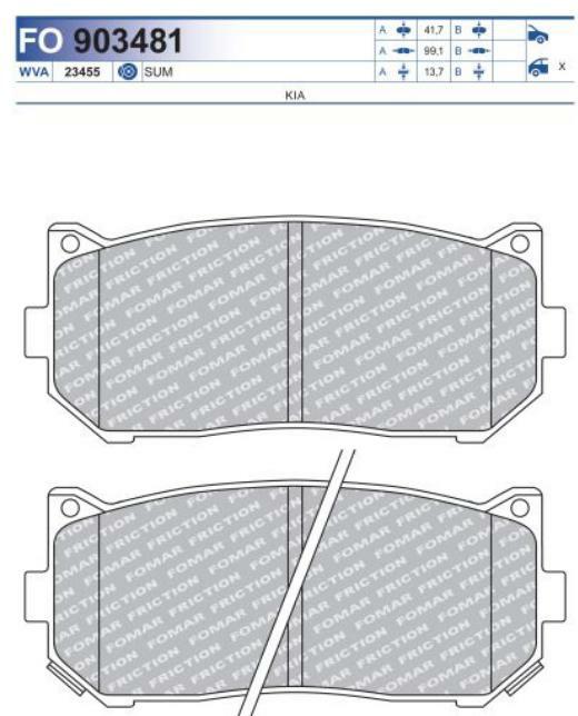 FO 903481, Колодки тормозные дисковые KIA (Rear)