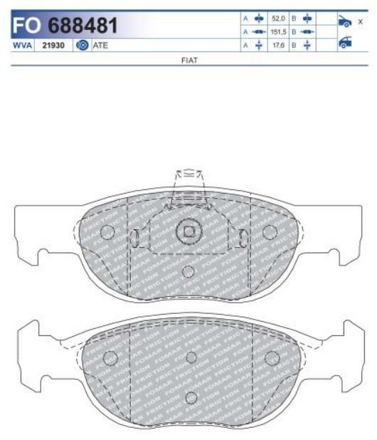FO 688481, Колодки тормозные дисковые FIAT PUNTO  (Front)