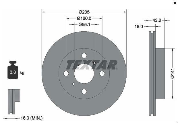 92103603, Тормозной диск TOYOTA YARIS ->>05 (Front) Vented 4-отв