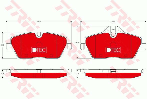 GDB1611DTE, Комплект тормозных колодок, ''DTEC'' BMW 1 (E87/E81) Front 17.6mm