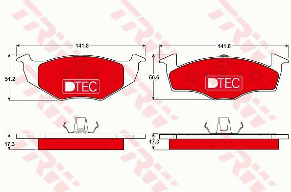 GDB1274DTE, Комплект тормозных колодок, ''DTEC'' VAG (Front) 17.3mm