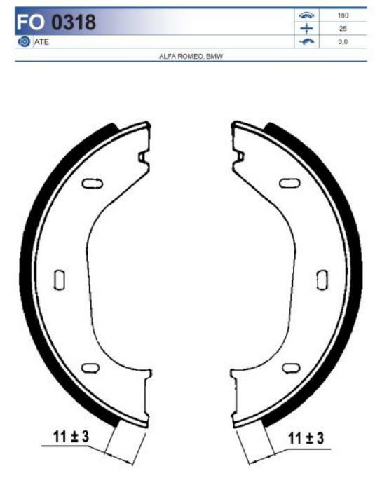 FO 0318, Колодки тормозные барабанные BMW (Rear)