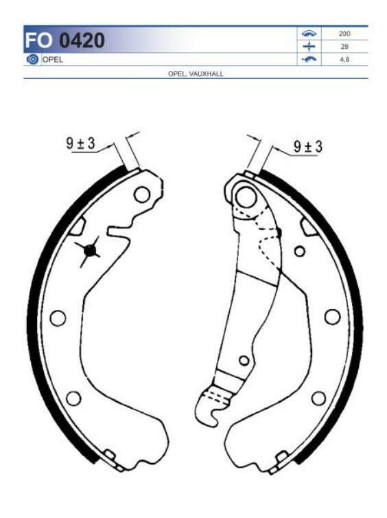 FO 0420, Колодки тормозные барабанные OPEL (Rear)