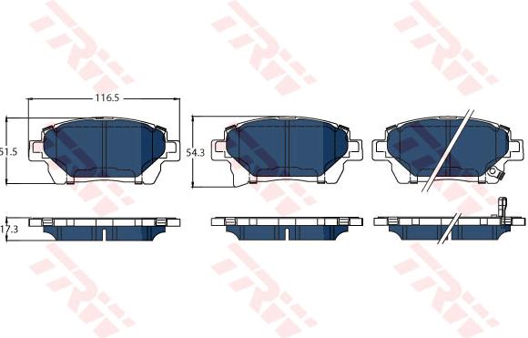 GDB3317BTE, Комплект тормозных колодок, ''Electric Blue'' TOYOTA Prius W20