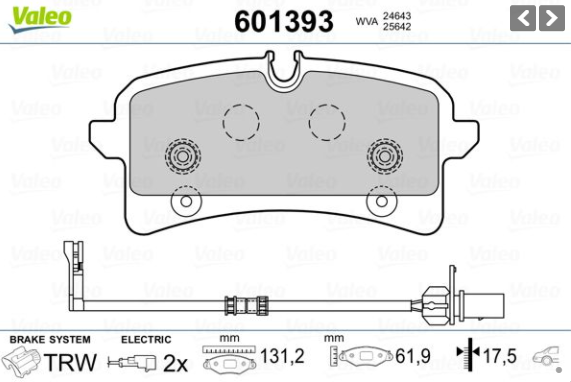 601393, Комплект тормозных колодок, PORSCHE MACAN / AUDI A8  (Rear)