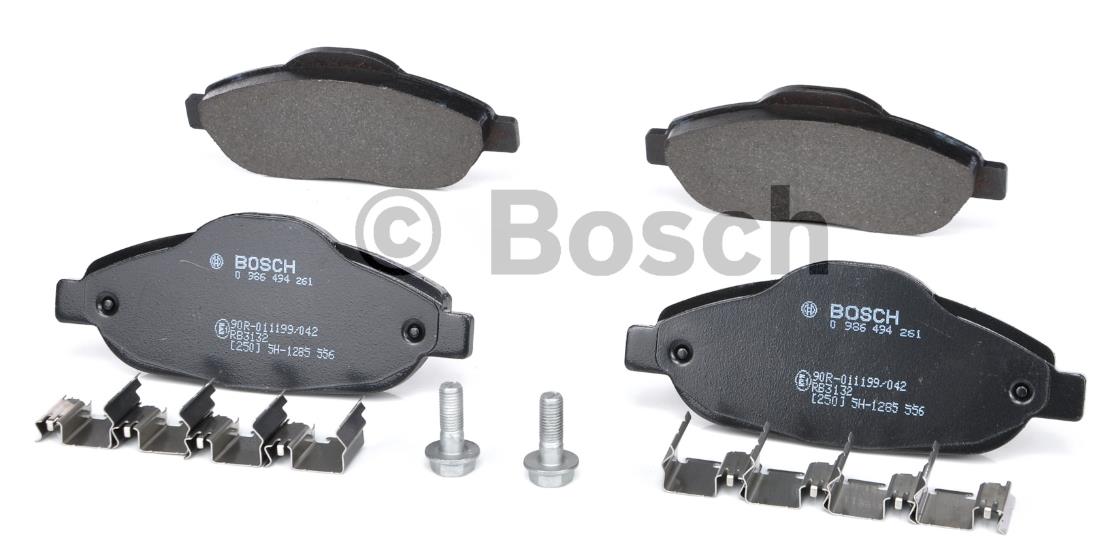 0 986 494 261, Комплект тормозных колодок, дисковый тормоз PEUGEOT 308