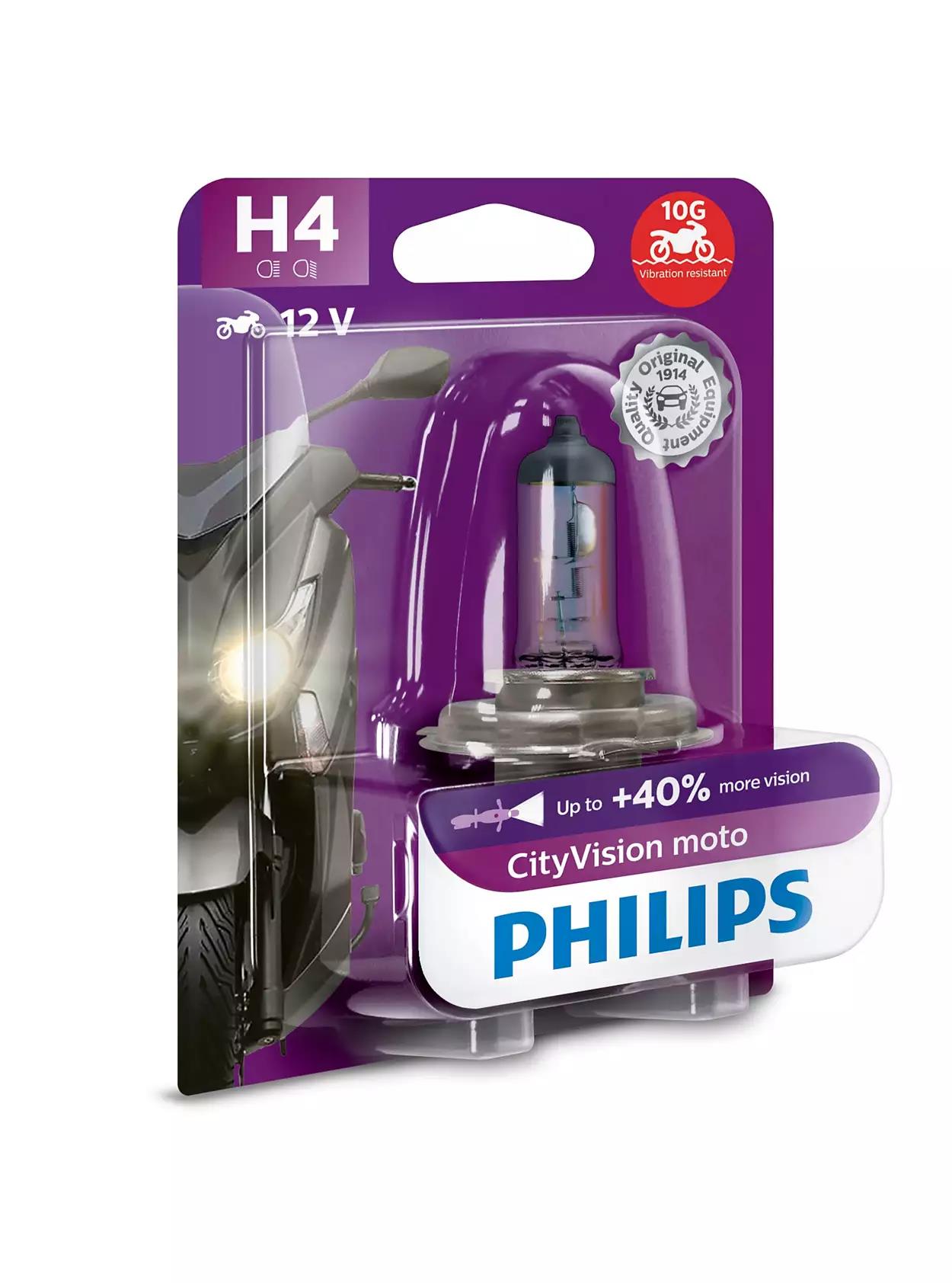 12342CTVBW, Лампа H4 CityVision Moto +40% 12V 60/55W