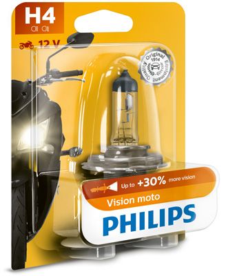 12342PRBW, Лампа H4 Vision Moto +30% 12V 60/55W