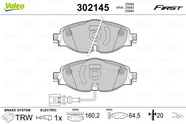 302145, Тормозные колодки вкл. датчик износа VAG 12- (Front)