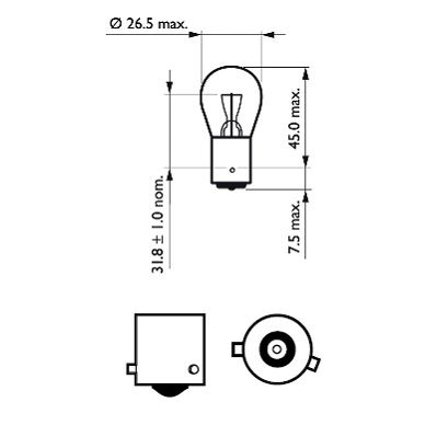 12088CP, Лампа PR21W 12V 21W BAW15S