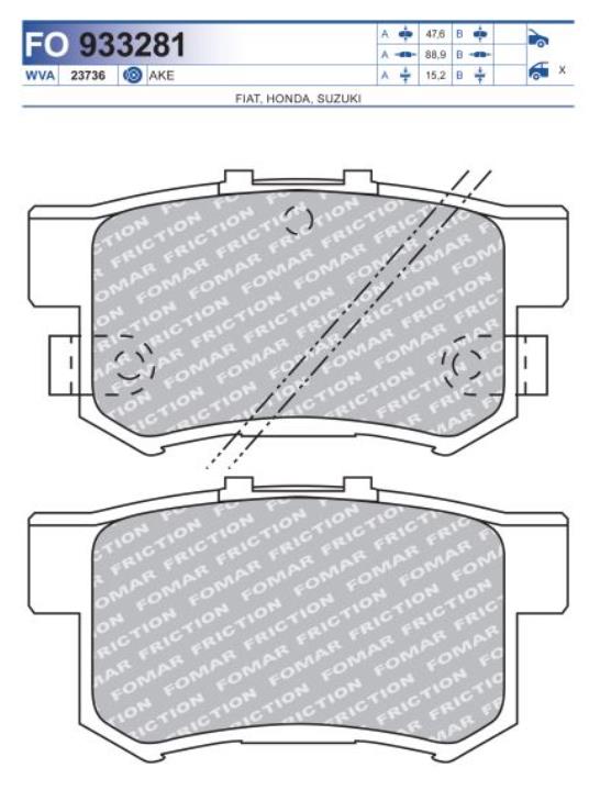 FO 933281, Колодки тормозные дисковые HONDA (Rear)