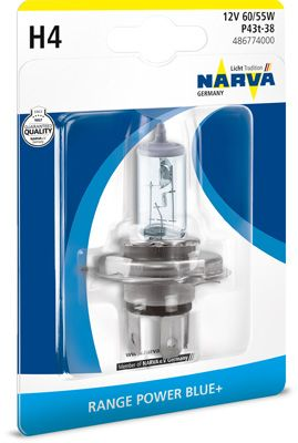 48677 BL, Лампа H4 RANGE POWER BLUE+ 12V 60/55W P43T Blist