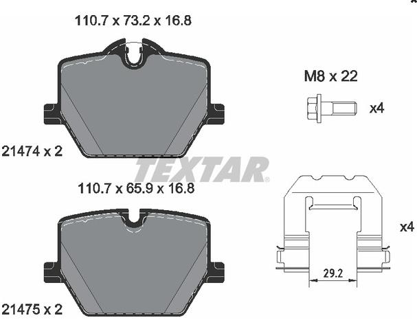 2147401, Комплект тормозных колодок, дисковый тормоз BMW 3 18-  (Rear)
