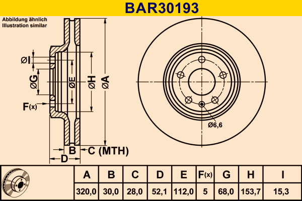 BAR30193, Тормозной диск